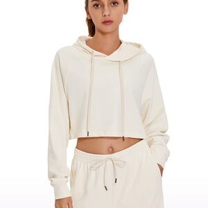 CRZ Down the Street Cropped Hoodies Women's Cream Crop Top * stain